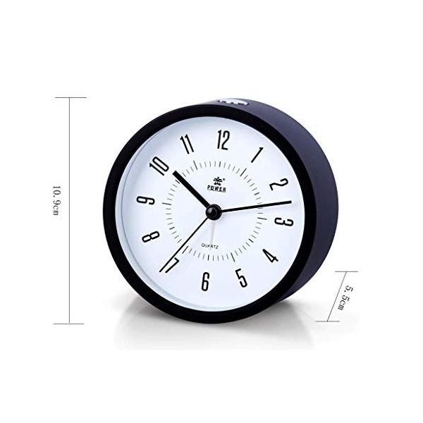 スタイリッシュなミニマリストの目覚まし時計学生のベッドサイドのベッドルームサイレントサイレントランニング目覚まし時計と夜の光 色 返品交換不可 Black