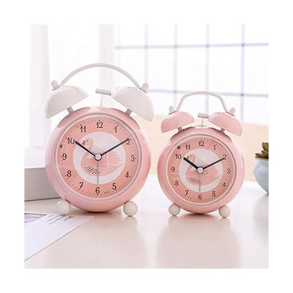 かわいい学生目覚まし時計寝室研究目覚まし時計ベッドサイドサイレント動きラウドポインター目覚まし時計子供ギフト目覚まし時計凸面鏡目覚まし時計 ピンク 新入荷 流行