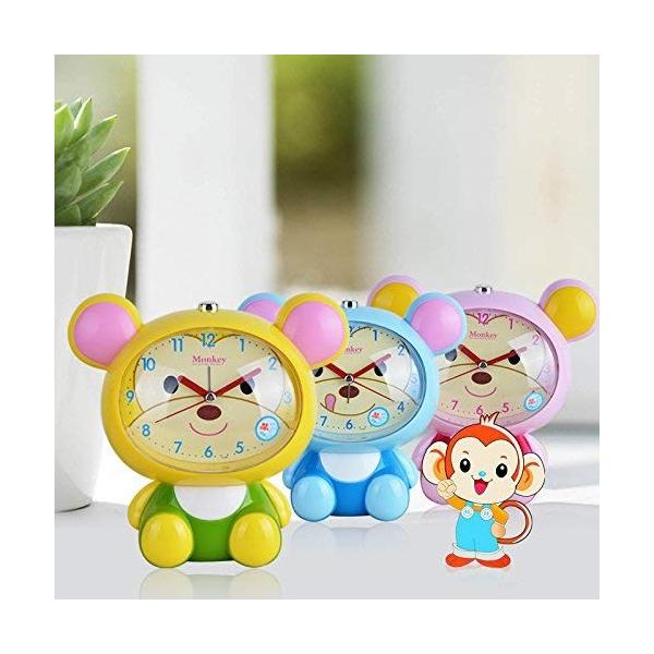 Yzueyt かわいい子供の子供学生の夜ライトが付いている無声猿の目覚まし時計独特な目覚し時計 無料サンプルok