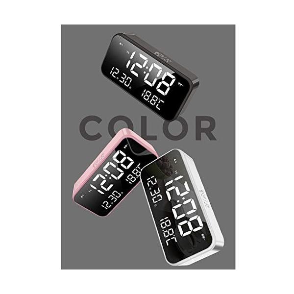 電子目覚まし時計プラスチック充電式大型液晶ディスプレイledデジタル時計インテリジェント時計 Color Rose