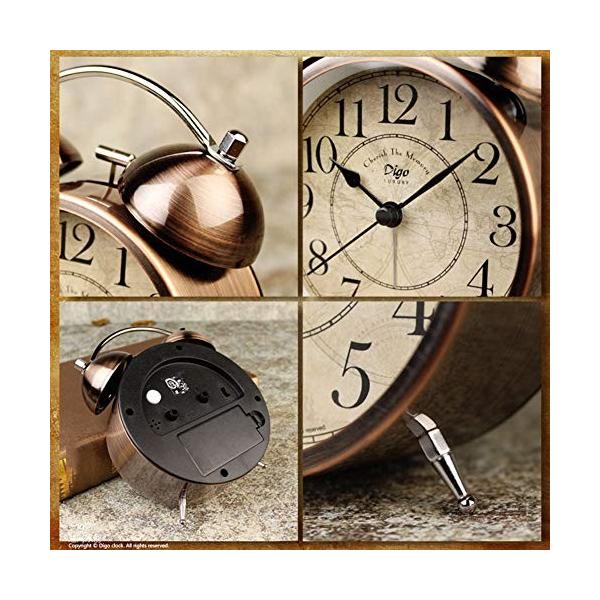 目覚まし時計ベッドサイド電源 目覚まし時計レトロ 開店祝い レトロサイレントポインタークロック ホーム ベッドサイドナイトライト ホーンダブル リング目覚まし時計