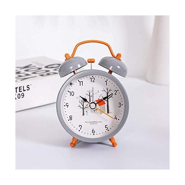 目覚まし時計子供の目覚まし時計夜の光クォーツ付き目覚まし時計ミニ目覚まし時計漫画の目覚まし時計 誕生日プレゼント グレー