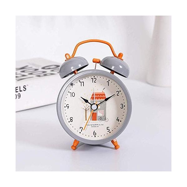 目覚まし時計子供の目覚まし時計夜の光クォーツ付き目覚まし時計ミニ目覚まし時計漫画の目覚まし時計 爆買い新作 グレー2