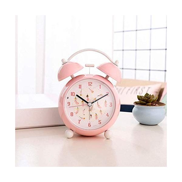 目覚まし時計子供の目覚まし時計4インチ大型ダイヤル学生の目覚まし時計夜の光クォーツ付き目覚まし時計 売れ筋ランキング ピンク3