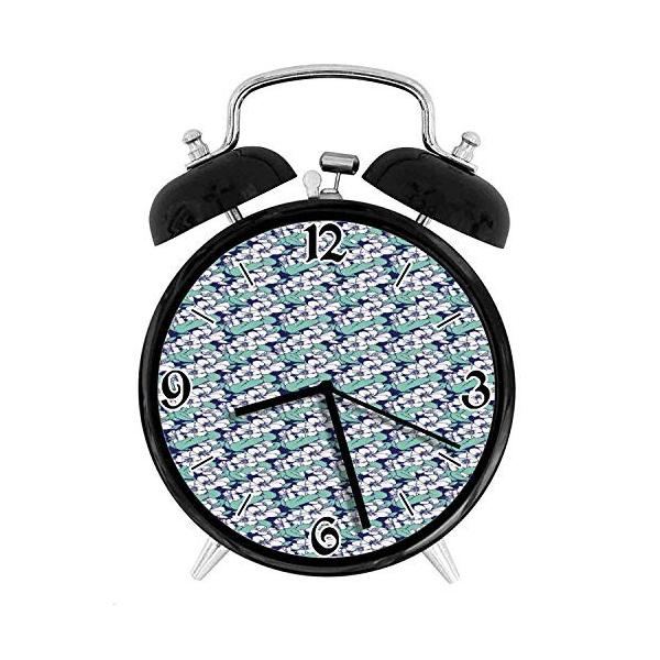 熱帯開花花農地テーマ植物イラストレトロなスタイルのスタイリッシュな目覚まし時計 直径9 5 Cm 引き出物