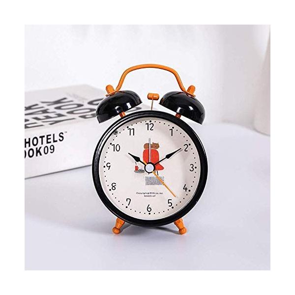 Sxrl New Arrival 目覚まし時計4インチ学生の目覚まし時計夜間照明付きクォーツ目覚まし時計クリエイティブノイズなしアラームミニ目覚まし時計 黒