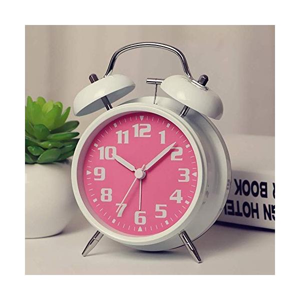 目覚まし時計4インチ シンプルな目覚まし時計無騒音目覚まし時計創造的な目覚まし時計アナログクオーツ目覚まし時計付きナイトライト 10 Off