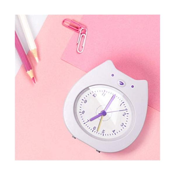 Jinnuotong 目覚まし時計 かわいい漫画の目覚まし時計 超人気 多機能の創造的な寝室のベッドサイドクロック 学生専用 男性と女性の静かな夜の光 白
