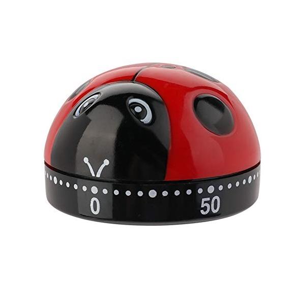 低価格 Airfleebaxキッチンタイマー プラスチック かわいい てんとう虫テントウムシ 60分キッチン カブトムシ形状 クック調理タイマ