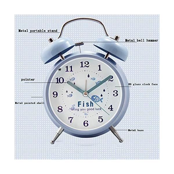 Chiheng 子供の目覚まし時計ラウンド4インチ英語漫画時計鳴るベル寝室のベッドサイドライト付き目覚まし時計 スーパーセール Color Gray