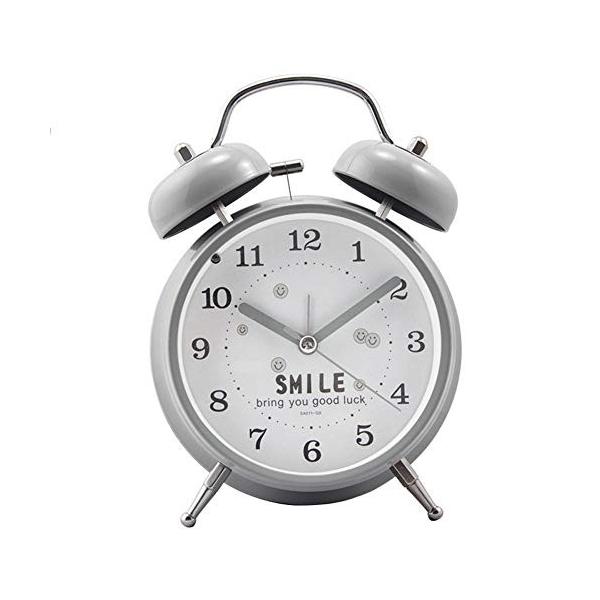 Chiheng 希少 子供の目覚まし時計ラウンド4インチ英語漫画時計鳴るベル寝室のベッドサイドライト付き目覚まし時計 Color Gray