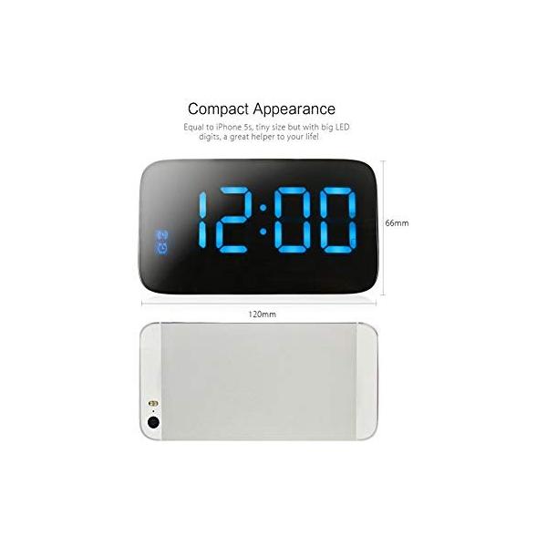 Led目覚まし時計デジタルledディスプレイ音声制御電気スヌーズナイトバックライトデスクトップ卓上時計ウォッチusb充電ケーブル Blue 新作入荷 新品