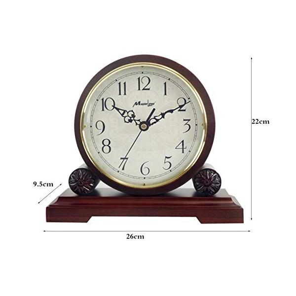 ヨーロッパの木製の卓上時計 ビスタプリントリビングルームのベッドルームサイレントレトロクォーツデスクトップ振り子時計 未使用品 Color Brown