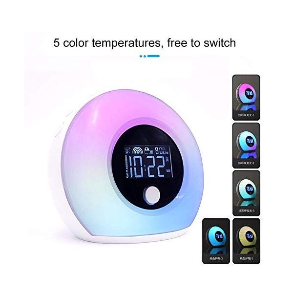 低価格化 Gsagjnz 寝室用目覚まし時計 ワイヤレスbluetoothスピーカーおよび5色スイッチ付き子供用目覚まし時計 3自然音 4明るさ