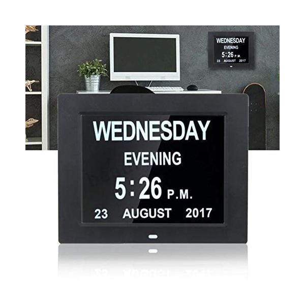 Chuqingwang 目覚まし時計非短縮日時計日付表示時間壁掛け時計高齢者用 春の新作シューズ満載 Color ブラック