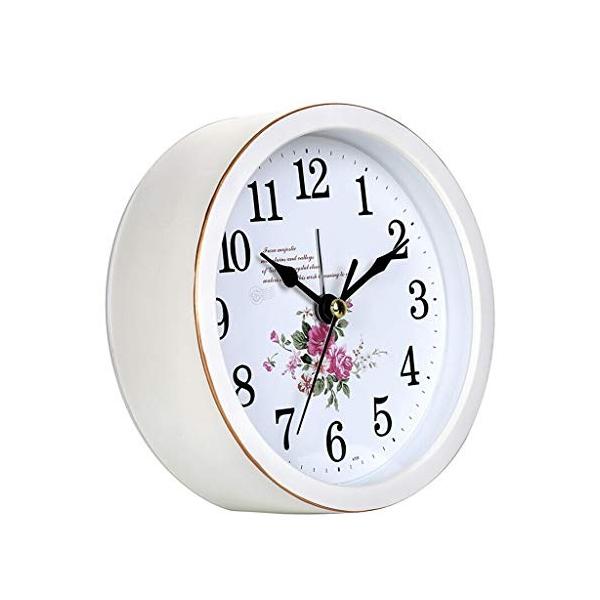 プレゼント Jwjlchnzi 目覚まし時計電池式夜間照明バックライトサイレント非刻々と過ぎる家の寝室のベッドサイド置時計シンプルなラウンドレトロ