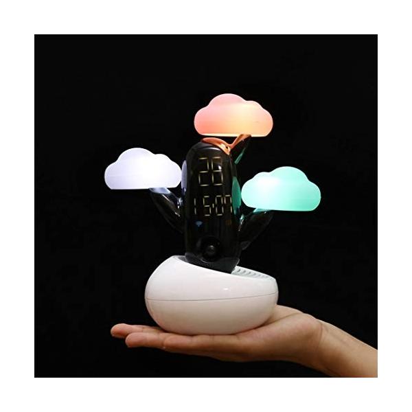 おしゃれ 目覚まし時計usb充電器ヘビースリーパー天気予報音声機能ミュートナイトライトデコレーションホーム寝室ベッドサイドデスクキッズ