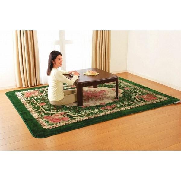 B級品 ホットカーペット対応 ボア素材ラグ グリーン 2畳用 185 185ｃｍ 絨毯 花柄 ボア生地 手触り オールシーズン インテリア 洗濯可 B ダントツonline Yahoo 店 通販 Yahoo ショッピング