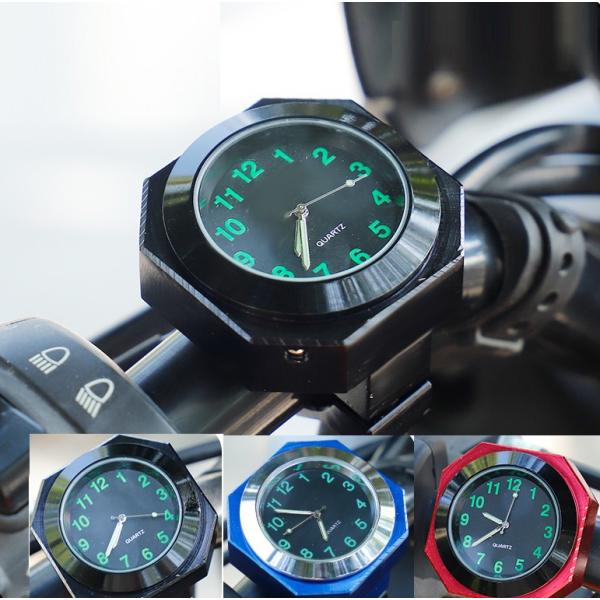 防水 オートバイ・自転車用 夜光 アナログ時計 ブラック　レッド　ブルー　■ バイク・自転車・電動バイクに対応！　シンプルで視認性抜群なアナログ式バイク時計。防水・防振設計でツーリングにも最適　■ 選べる複数スタイルで幅広い車種にフィット■...