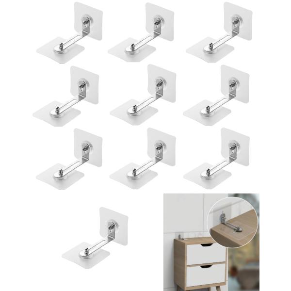 穴開け不要なので取り付け簡単。本製品家具転倒防止フックは穴開けや工具不要です。しっかりとしており、接着剤の残留がなく、貼り付けや取り外しが簡単で、壁面を傷めることもありません。頑丈な「L」型スタンドs設計：家具転倒防止は「L」型スタンドの固...