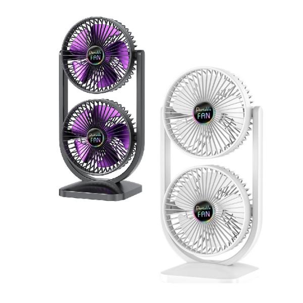 USB 充電式 2連 ファン フレキシブル 大型 扇風機 アウトドア スタンド式 循環 冷却 省エネ tec-tatefan