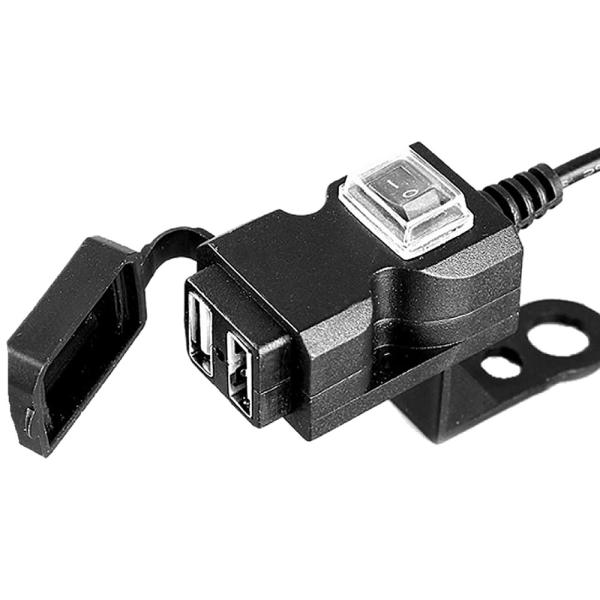 ２つのUSBポートからそれぞれ2.1A、1Aまで、合計最大3.1Aまでの出力で充電可能な機器に対応防水設計！雨の日も安心！　入力:12V〜24V 出力:3.1A※本製品は電気の知識及び、バイクの構造知識を持った専門家が取り付け作業を行って下...