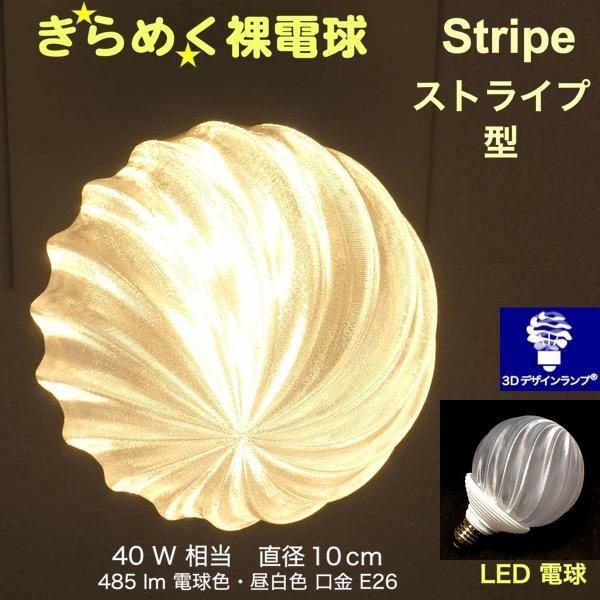 3Dデザイン電球 IIng 40W相当 サイズ10cm おしゃれ きらめく 輝く 電球色 昼白色 裸電球 口金E26 大きい 大形 大型ボール球型LED電球