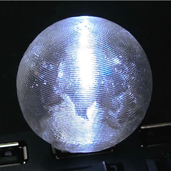 3Dデザインランプ 地球儀型 USB ミニライト 白色 (3D 印刷シェードつき)