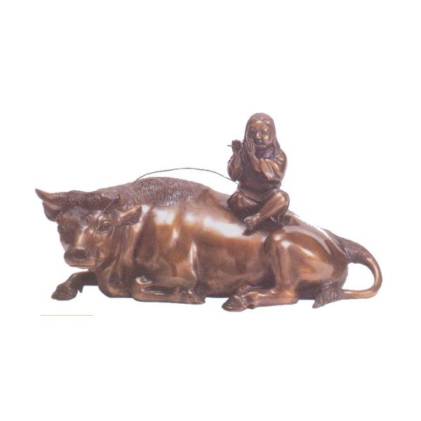 ブロンズ像　牛に乗った少年　インテリア　彫刻　銅像 ブロンズ像 牛に乗った少年 インテリア 彫刻 銅像