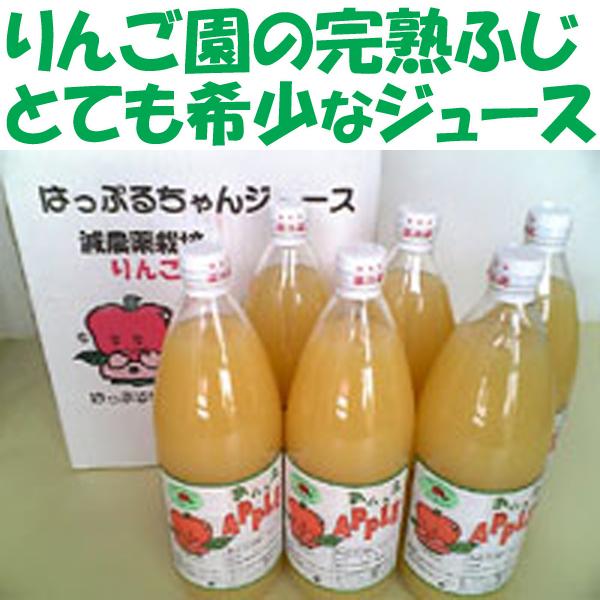りんごジュース 6000mL:1Lx6本セット 長野 信州伊那谷 葉とらず 完熟 ふじ100% はとらず栽培 無添加 果肉たっぷり自然の恵みそのまま！