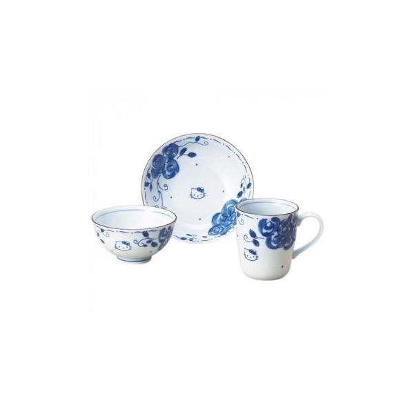 金正陶器 ハローキティブルーローズ 茶碗マグ鉢3点セット 307741