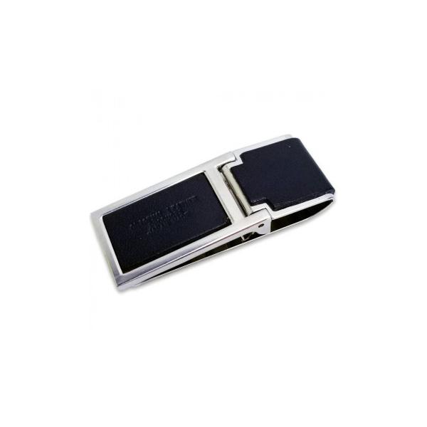 ワンタッチマネークリップ ミニ財布 栃木レザー ジーンズ ブラック L-20799