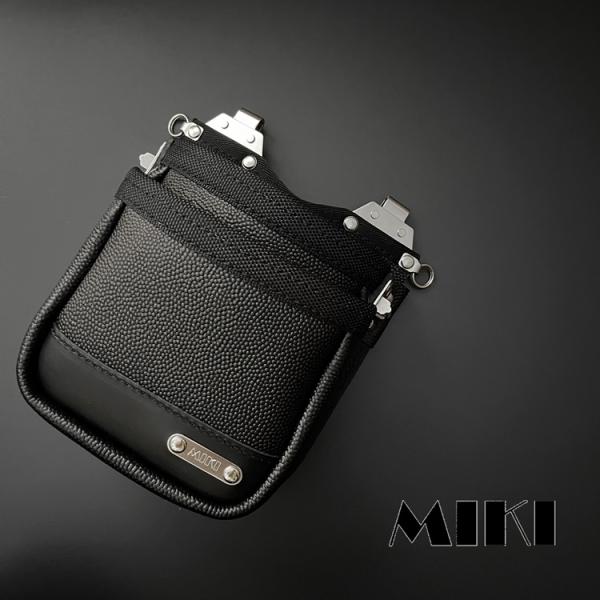 【代引き不可】三貴 MIKI 腰袋 SPH-BM2D ダイレクトタイプ エンボス加工革メイン 牛表皮革 ステンレス 手縫い 希少 2段腰袋 完全受注生産