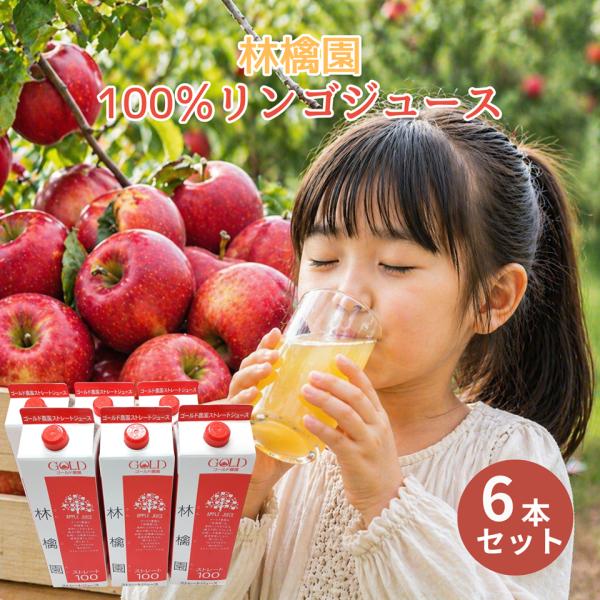 他サイト： 青森 りんごジュース GOLD農園 りんご100% ストレートジュース 林檎園 1000g × 6本 × 1箱 6本 家庭 贈呈 国産 apple プレゼント お歳暮 お中元 フルーツの商品画像