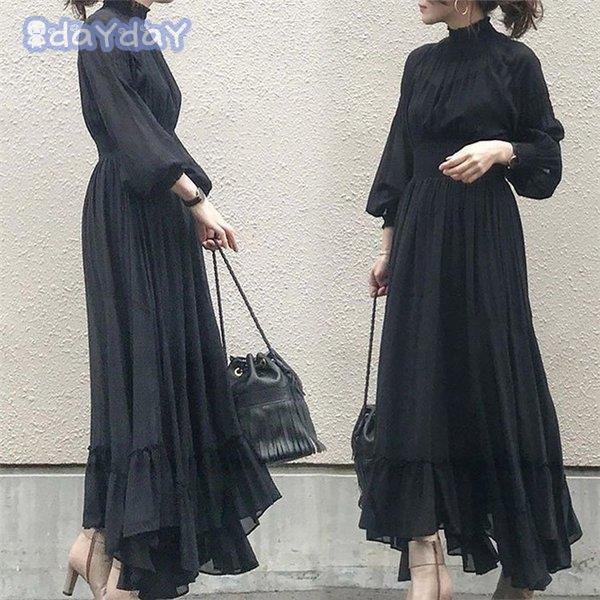ロングワンピース シフォンワンピース レディース 40代 キレイめ マキシ丈ワンピース 秋 長袖 黒ワンピース シフォン 結婚式ドレス オシャレ 上品 着痩せ Aone 06 Lyq6 Day Day Shop 通販 Yahoo ショッピング