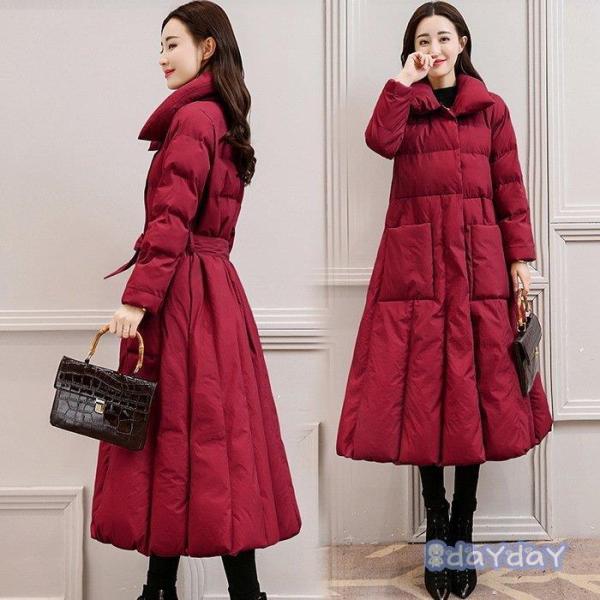 中日キャンプ 21冬新作 レディース 丸襟 キルティング ダウンコート 膝下丈 暖かい ボタンアップ 薄型軽量 ダウンコート ロング丈 通勤 Ol 買い割 Spckotor Com