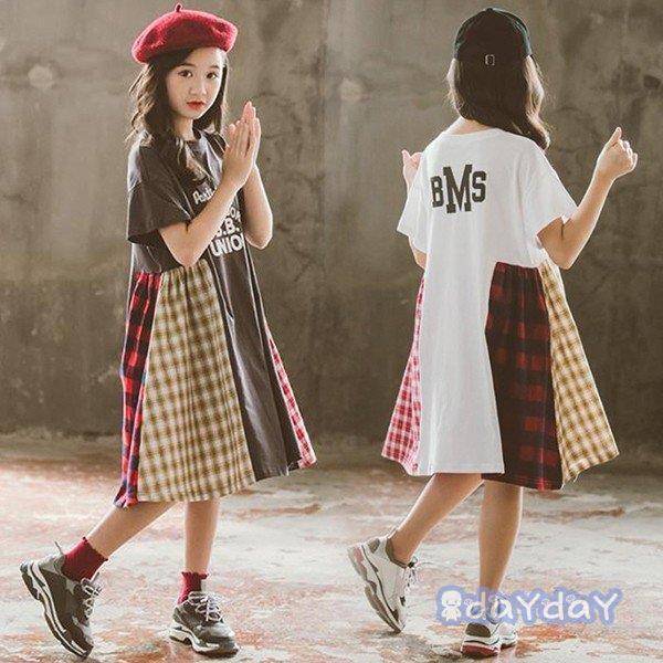 子供服 ワンピース 半袖 春夏 女の子 キッズワンピース ロングワンピース チェック柄 チュニック 子供ドレス ジュニア おしゃれ 可愛い 薄手 新品 150cm 160cm Zh0503 Clty48 Day Day Shop 通販 Yahoo ショッピング