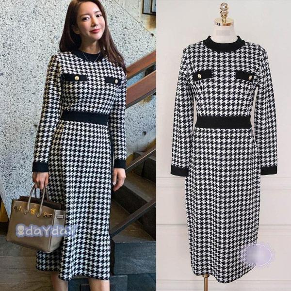 千鳥格子 ワンピース レディースファッション Favofavoitems