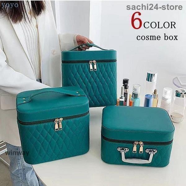【商品詳細】素材：puカラー：ブラック、ピンク、グリーン、レッド、ネイビー、アイボリーサイズ：s m l関連キーワードメイクボックス 大容量 コスメボックス メイク 化粧 収納 ボックス 使いやすい 大きめ 化粧ポーチ メイクポーチ 持ち運...
