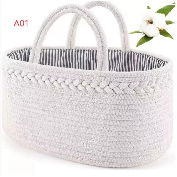 マルチに使えて便利 バスケットタイプ おむつストッカー取り外し可能な仕切りでアイテムごとに分けて収納すれば見やすい、取り出しやすい。100％コットン素材を使用しているのでベビーグッズの収納として安心してお使い頂けます。大容量なのでおむつや着...