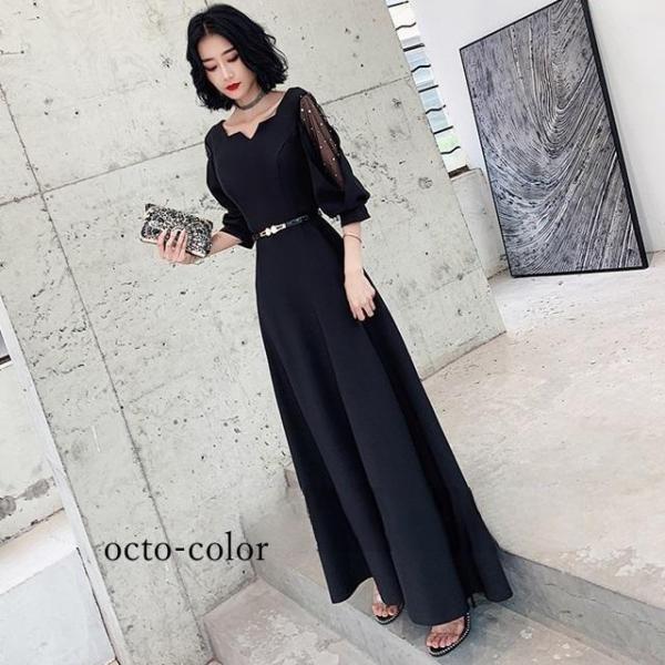 パーティードレス ロング 袖あり 大きいサイズ 3L 4L 結婚式