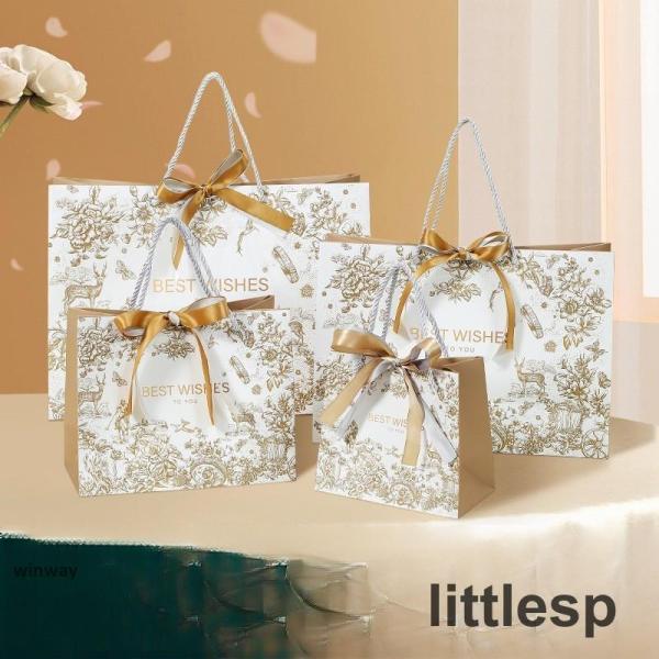 4セット　大量300枚　手提げ紙袋 ギフト袋 クラフト紙 クラフトバッグ Amazon | 紙袋 手提げ袋 厚手 ギフトバッグ ハンドバッグ ラッピング袋