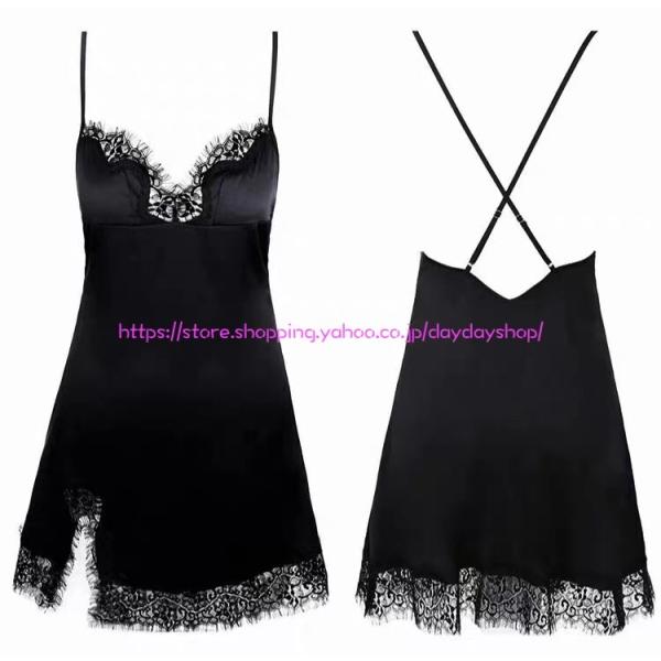 レディース セクシーランジェリー レースワンピース ドレス ネグリジェ ベビードール 背中出し ナイトウエア キャミソール ルームウェア シルクパジャマ 下着 Kisumupoly Ac Ke