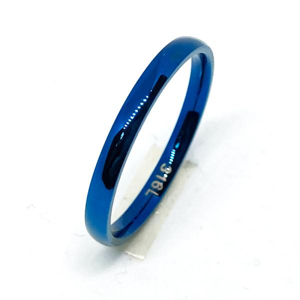 シンプルな 316Lステンレスリング 指輪 青 ブルー シンプル 細身 90 ( 9号 ) 新品