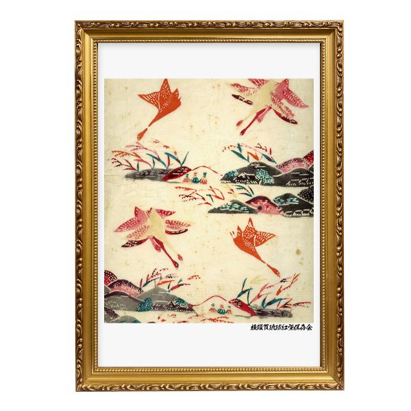 最終価格　インテリア　額縁　鶴　縁起物　アンティーク　着物 500x0.jpg