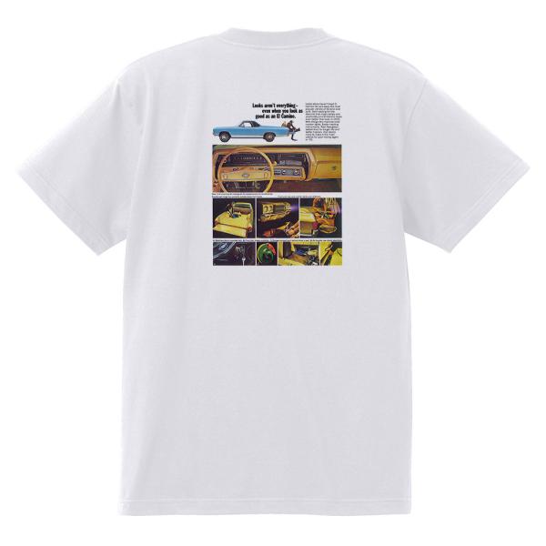 アドバタイジング シボレー エルカミーノ 1970Ｔシャツ 白 アメ車 ホットロッド 広告 アドバタイズメント ローライダー 3521 黒地に変更可