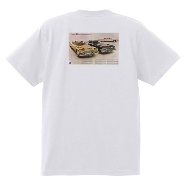 アドバタイジング キャデラック Ｔシャツ (白/黒) 1973 フリートウッドブロアム デビルクーペ カレイ エルドラド アメ車 ホットロッド 4157