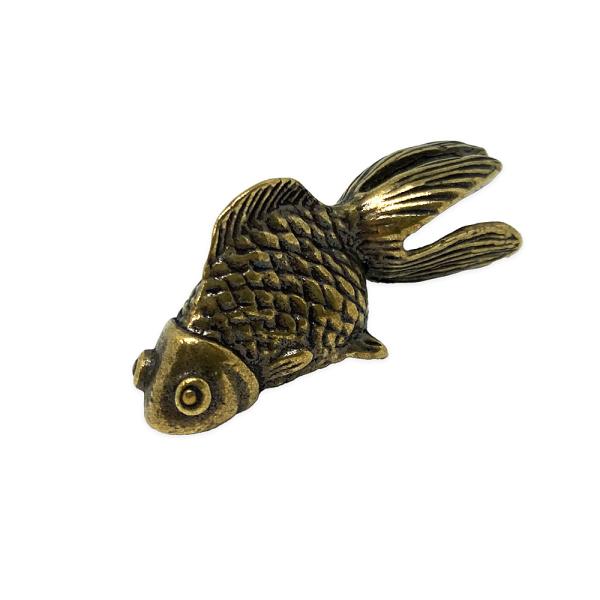 置物■金魚 金銅魚鈴 置物 魚型 オブジェ 鐘 時代物 骨董品 珍品 希少■ 金魚 リュウキン 琉金 ブラス 真鍮製 置き物 オブジェ 置物 水槽