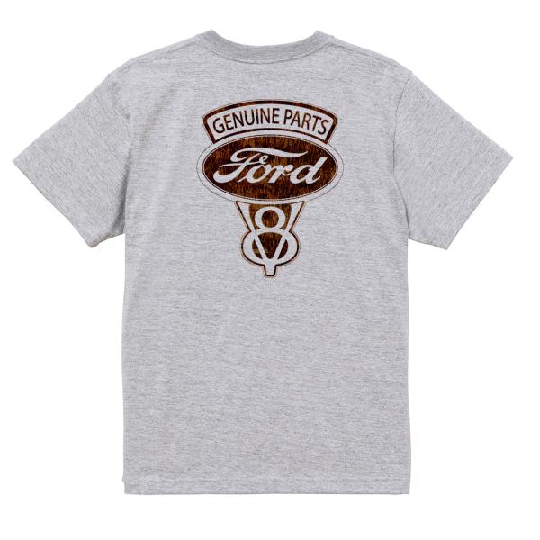 限定 V8 フォード Ｔシャツ H37 Mサイズ アッシュ 明るめ グレー系 綿 100% マスタング f100 f150 ホットロッド