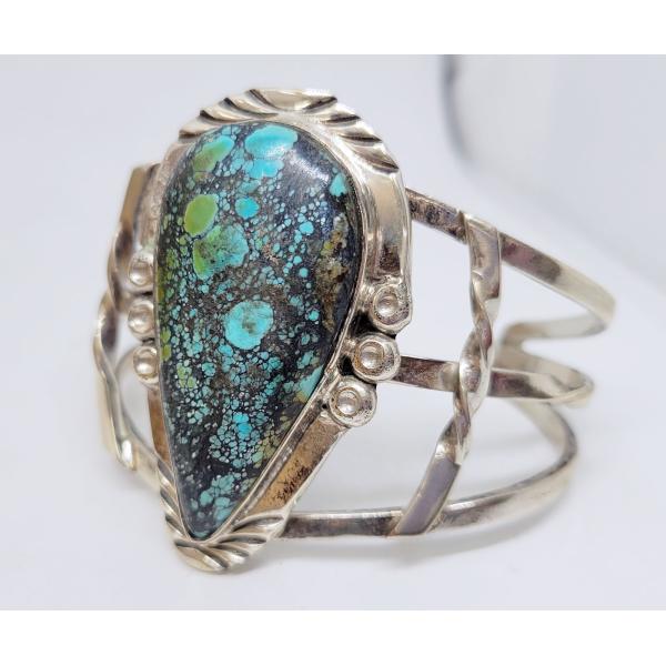 インディアンジュエリー 天然 ターコイズ バングル 21 純銀 ネイティブ